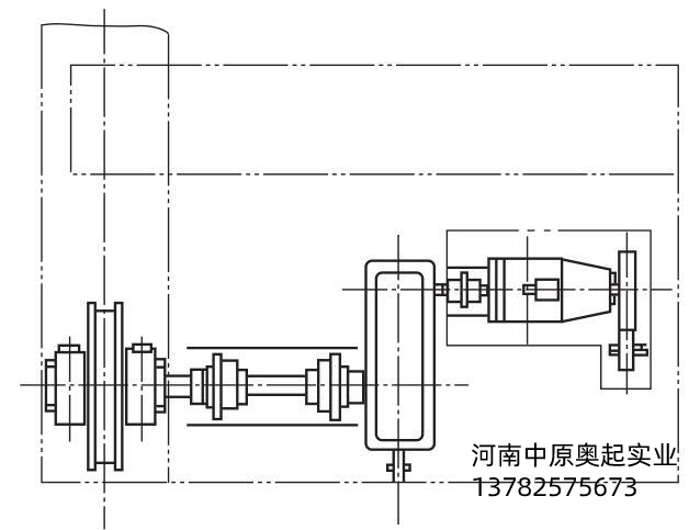 圖1-2傳統(tǒng)橋式起重機(jī)大車運(yùn)行機(jī)構(gòu)